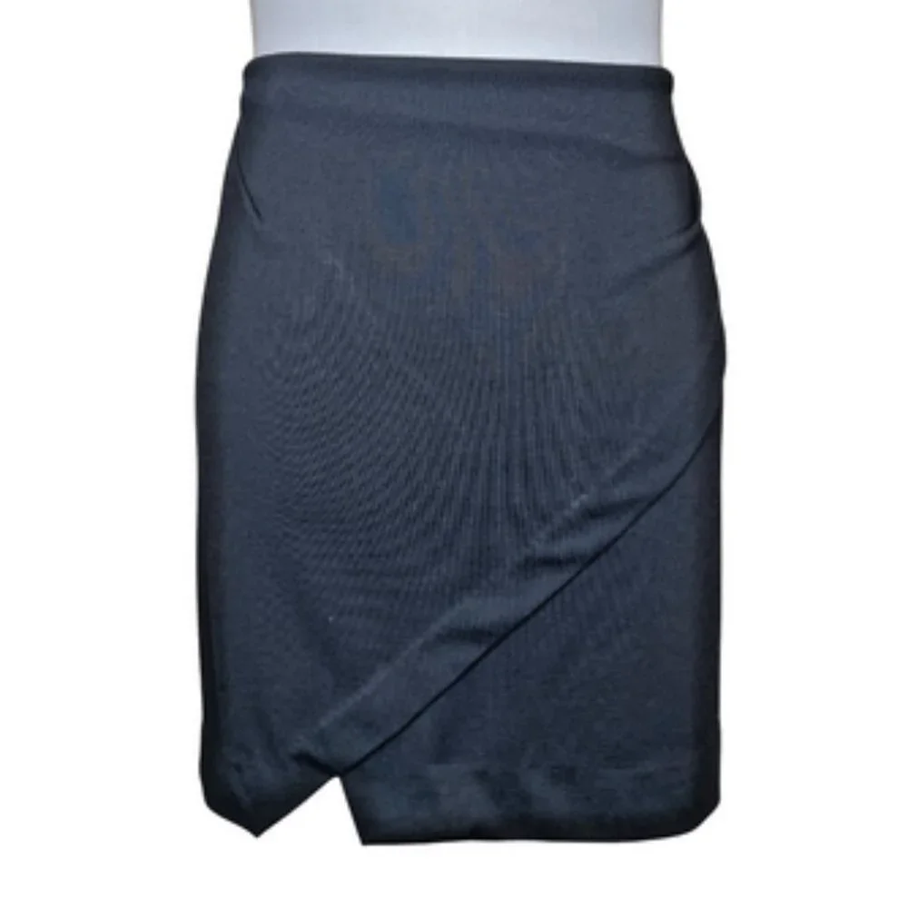 Metaphor Size 6 Black Asymmetrical Wrap Skirt | Minimalist Workwear